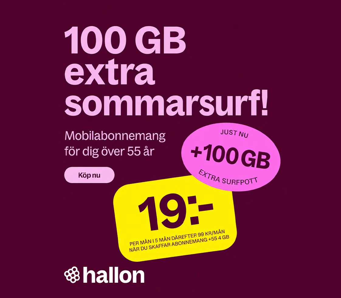 Seniorabonnemang från 19 kr/mån + 100 GB surf